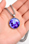 Unisex Metal Purple Galaxy Patterned Round Keychain for Women and Men - 3