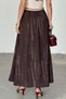 Women's Brown Hijab Long Skirt with Belt Detail Esr061 - 5