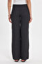 Women's regular fit classic cut elastic waist patterned anthracite palazzo pants - 6