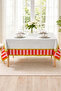 Soft Textured Printed Love Pink Striped Rectangular Kitchen Living Room Garden Balcony Tablecloth