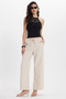 Women's Relax Fit Comfortable Cut 100% Cotton Elastic Waist with Laces Double Pockets Stone Trousers - 7
