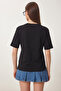 Printed Oversize Knitted T-Shirt Lzv0062 Black - 6