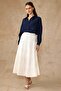 Gathered Detailed Muslin Long Skirt White 7062