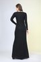 Women's Long Dress, Round Neck, Back Zipper, Long Sleeve, Lined Stylish Evening Dress - 7