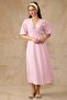 Elastic Waist Lace Detailed Half Sleeve Muslin Dress Pudra 9331-E - 6
