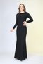 Women's Long Dress, Round Neck, Back Zipper, Long Sleeve, Lined Stylish Evening Dress - 3