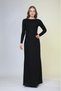 Women's Long Dress, Round Neck, Back Zipper, Long Sleeve, Lined Stylish Evening Dress