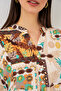 Women's Patterned Long Hijab Dress 2585 - H. Brown - 4
