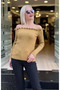Strapless Neckline Floral Detailed Knitwear - 3