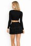 Black Layered Flounce Skirt Shorts – High Waist, Feminine Mini Design - 3