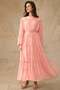 Gathered Detailed Chiffon Dress Somon 9416-E - 3