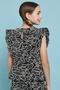 Patterned Top with Crew Neck and Flutter Sleeves - 5