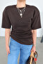 Shoulder Padded Shoulders Front Ruched Blouse - 3