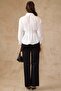 Pencil Detailed Waist-Fitted Cotton Shirt White 9451 - 7