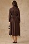 Drawstring Waist Button Closure Modal Dress Brown 9452-E - 8