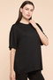 Solid Oversized Active T-Shirts with Crew Neck and Short Sleeves - 4