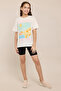 Graphic Print T-Shirt with Crew Neck and Short Sleeves - 6