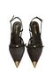 Women's Pointed Toe Open-Side Mesh Strap Classic Heeled Shoes in Coffee Leather - 4