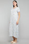 Printed Nightdress with V-Neck and Short Sleeves - 5
