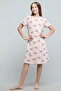 Angel Print Nightdress with Crew Neck and Short Sleeves - 2