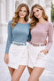 Women's Dusty Rose-Light Blue 2 Pack Boat Neck Long Sleeve Blouse - 2