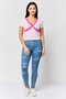 Women V-Neck Short Sleeve Ribbed Top, Lilac - 2