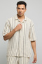 Striped Shirt with Reverse Collar and Short Sleeves