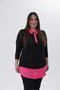 Women's Plus Size Collar Chain Detailed Blouse Black-Fuchsia