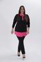 Women's Plus Size Collar Chain Detailed Blouse Black-Fuchsia - 3