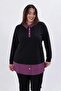 Women's Plus Size Collar Chain Detailed Blouse Black-Purple - 6