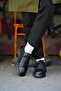 Laura Model Genuine Leather Handmade Black Sneaker Shoes - 3