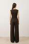Dark Brown Buckle Detailed Women's Suit - 3