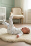 0.3 Tog Zippered Baby Romper with Booties - Pureline Series - Blue Dainty Bows - 6