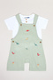 Solid T-Shirt and Embroidered Dungaree Set