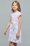 Printed Fit & Flare Dress with Crew Neck and Short Sleeves - 5