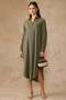 Button Closure Casual Linen Dress Haki̇ 9456-E - 4