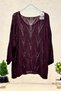Openwork V-Neck Bat Mercerized Blouse - 2