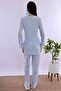 Pajama Set for Pregnant Women with Dressing Gown, Cotton, Comfortable Cut, Effortt - Smoked - 8