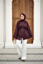 Women's Britli Glittery Gathered Front Shirt, Plum - 3