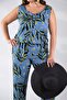 Women's Plus Size Floral Patterned Jumpsuit Green Leopard Indigo - 5