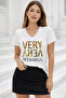 Women's White 100% Cotton Sequined Printed V-Neck Short Sleeve T-Shirt - 3
