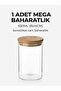 Vacuum Glass Spice Jar with Bamboo Lid 650 ml - 8X14 cm Mega Size Single Storage Container Jar - 2