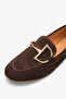 Hayla Women's Ballerinas with Genuine Leather Accessories - Brown Suede - 5