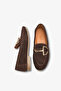 Hayla Women's Ballerinas with Genuine Leather Accessories - Brown Suede - 4
