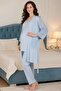 Women's Scallop Lace 3-Piece Maternity Pajama Set with Dressing Gown - 3