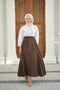 Women's Elastic Waist Crinkled Skirt Brown - 5
