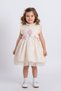 My Little One's Daisy Embroidered Bow Detailed Tulle Layered Girl's Dress - Beige - 3