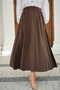 Women's Elastic Waist Crinkled Skirt Brown - 4
