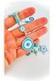 Turquoise Drop Eye Patterned Silver Evil Eye Keychain - 6