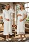 New Season Ecru Stylish Lace Summer Buttoned Design Short Sleeve Maternity Maternity Dressing Gown Nightgown Set - 4
